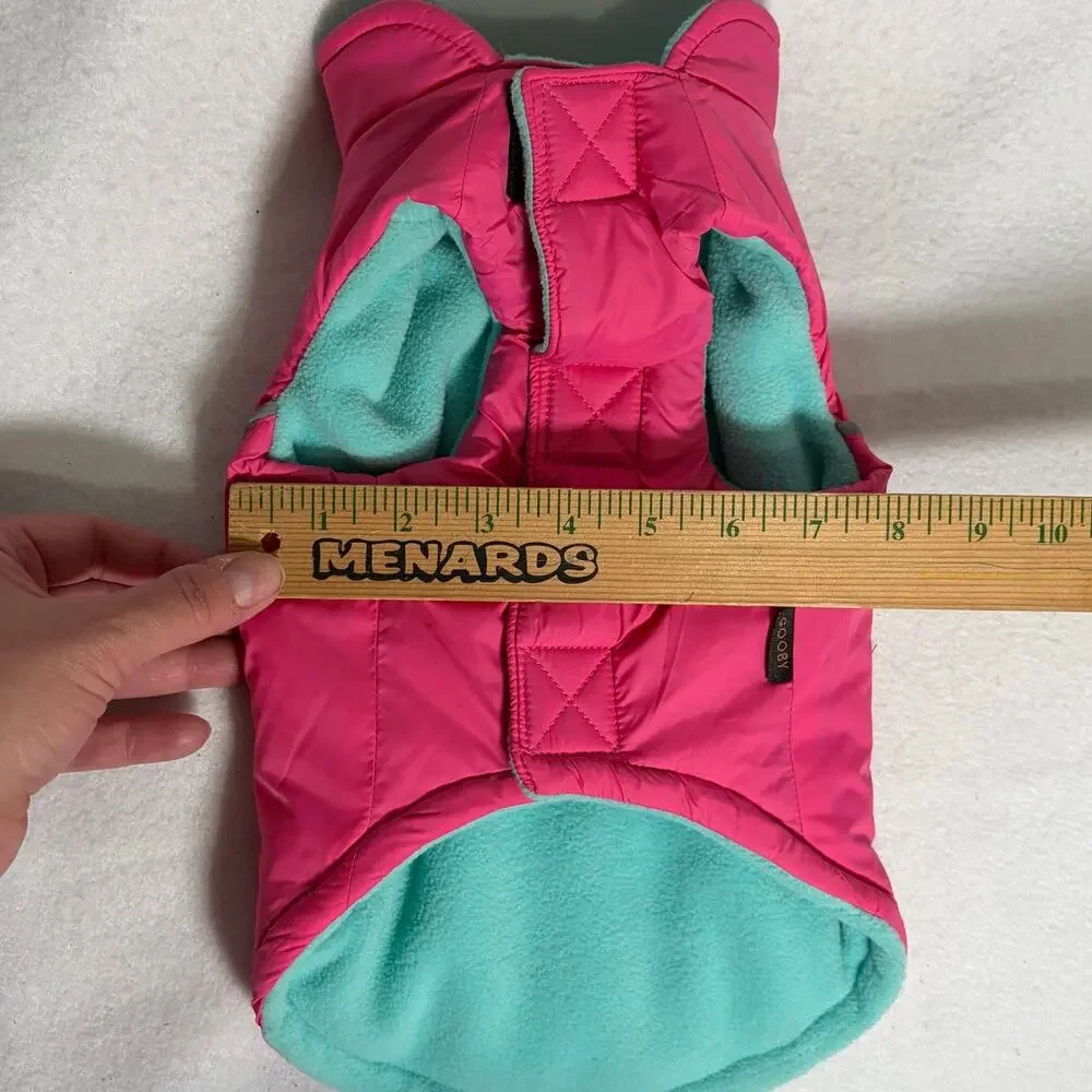 Dog Winter Coat Jacket Vest Fleece Lined Insulated Size Medium Pink Green
